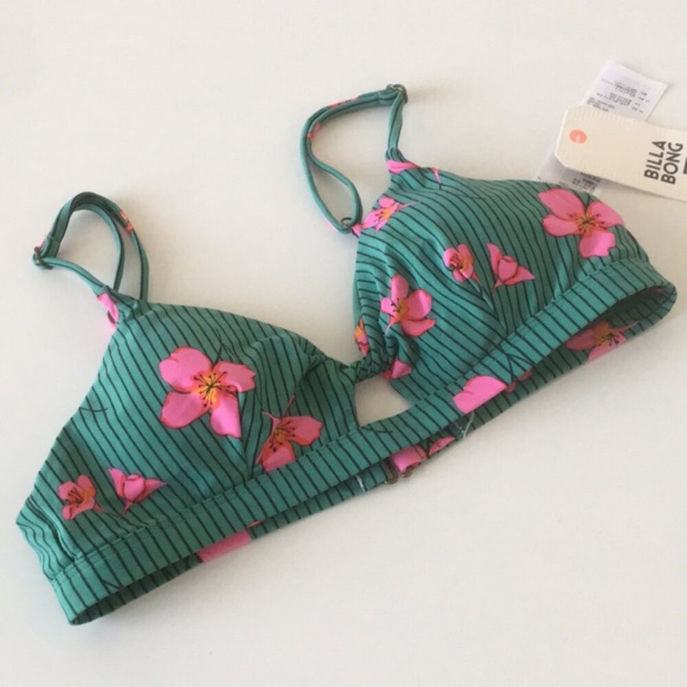 Billabong Seain Green Twist Island Bikini Top Large